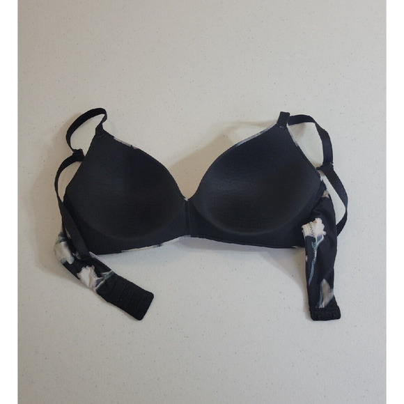 Auden Wire Free Convertible Racer Back Bra Black Floral Lined Adjustable 34C - Picture 7 of 10